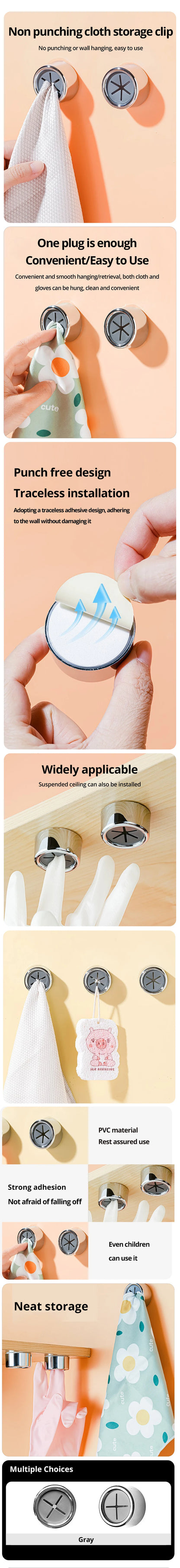 Non Punching Dishwashing Cloth Storage