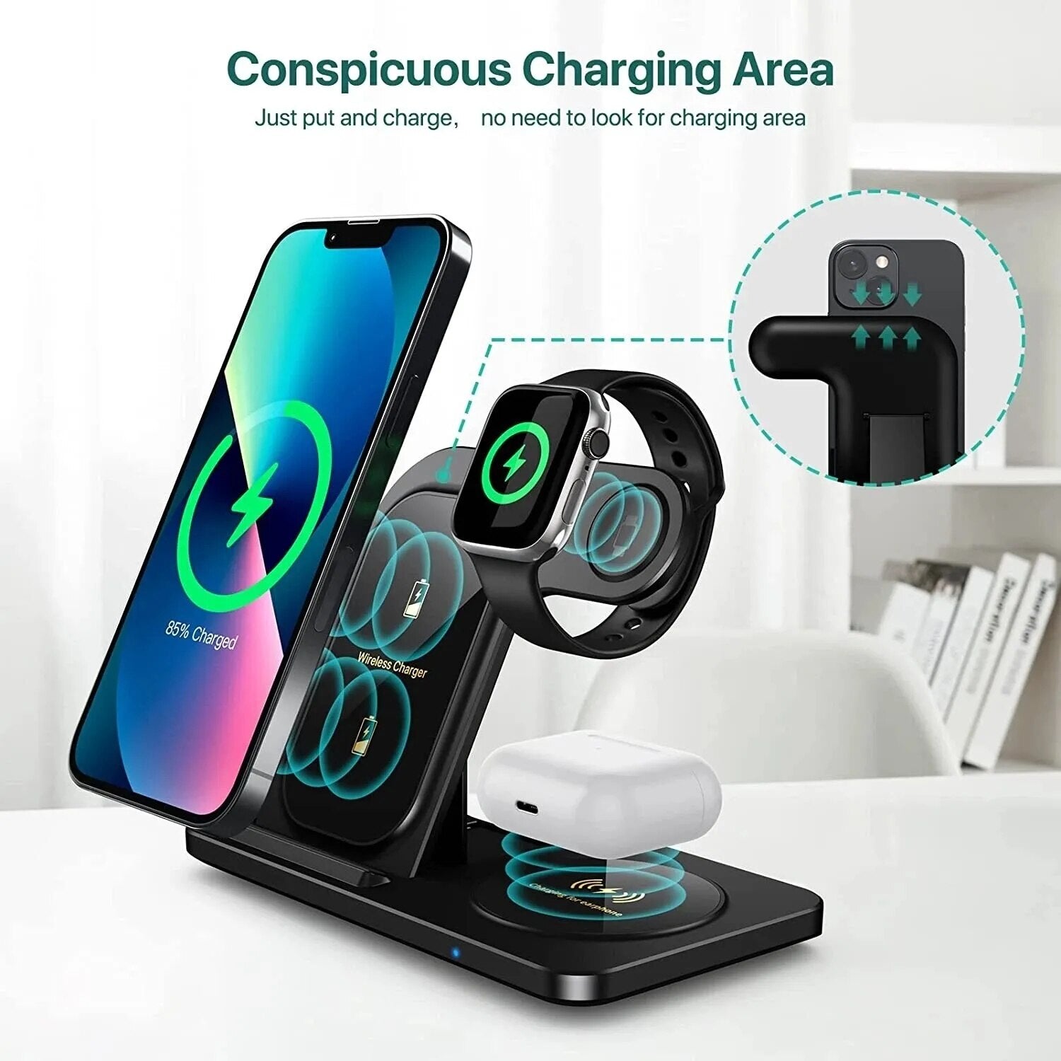 3 in 1 Wireless Charger Stand Pad Fast Charging Station Dock - BestShop