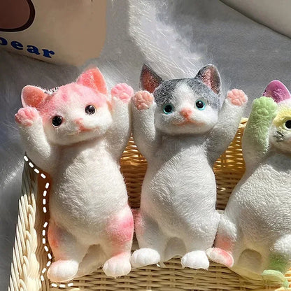 Squishy Cute Flocking Cat Stress Relief Toy