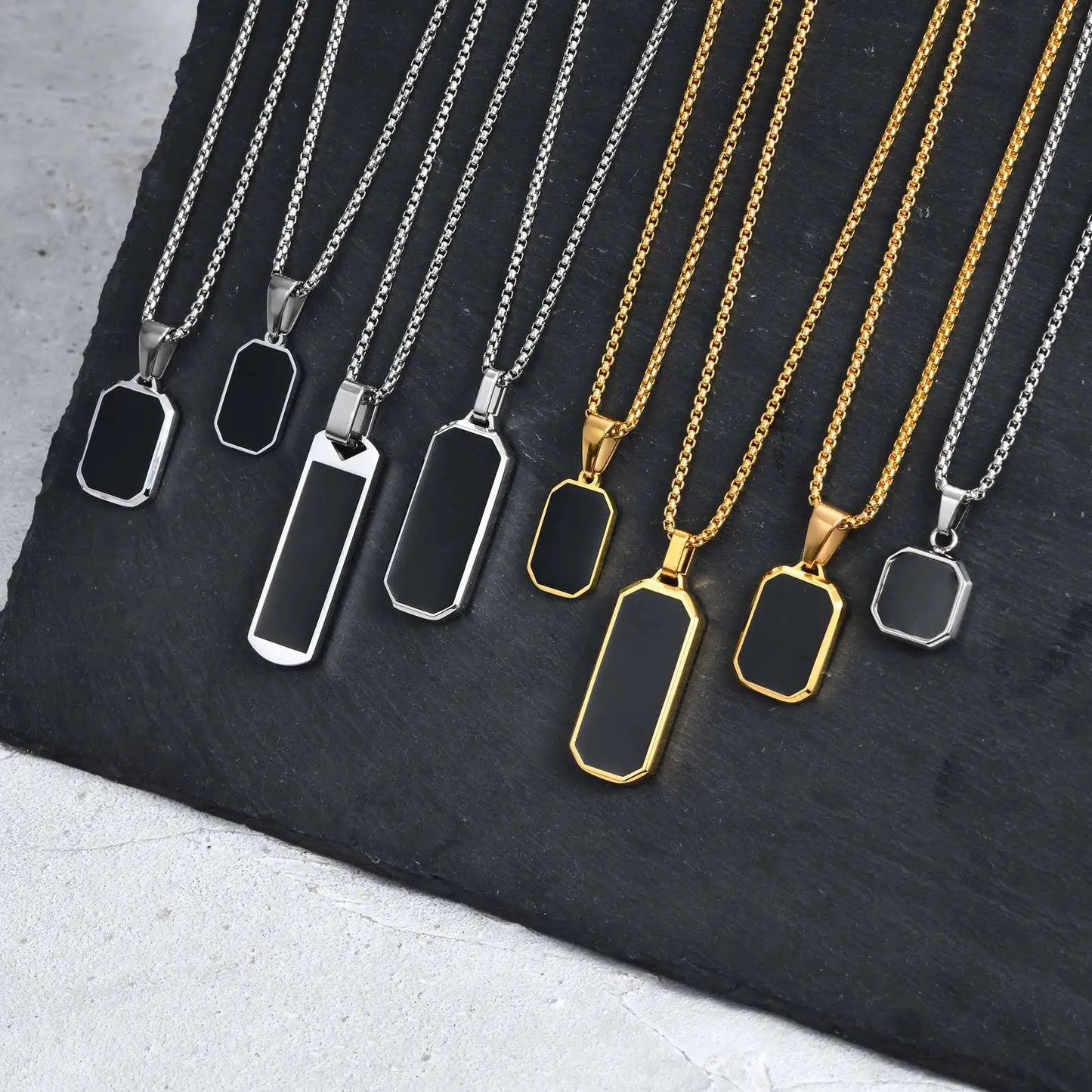 Casual Black Enamel Necklaces