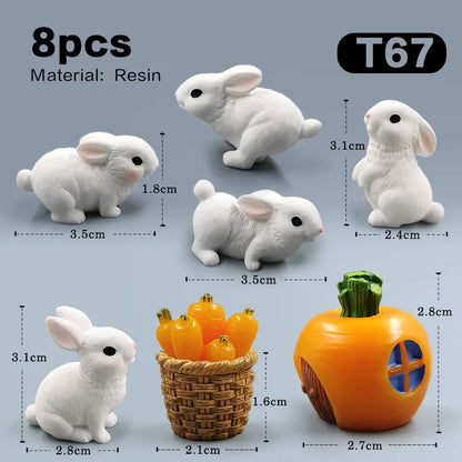 Figurine de lapin mignon de Pâques 2025, bricolage, paysage, maison, kawaii, décoration de chambre, miniature, jardin de fées, accessoires de décoration modernes 