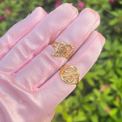 Personalized A-Z Letter Heart Ring