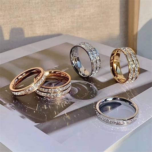 Luxury Double Rowed Square Zircon Ring