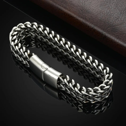 Stainless Steel Braided Double Row Bracelet
