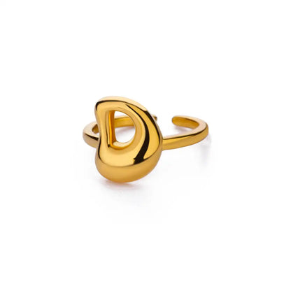 Gold Color Cute Bubble Letters Rings