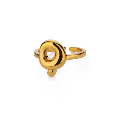 Gold Color Cute Bubble Letters Rings