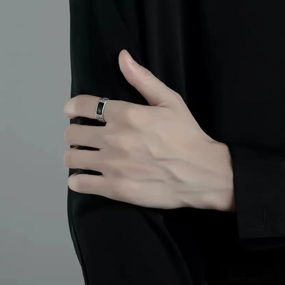 925 Sterling Silver Black Stone Ring