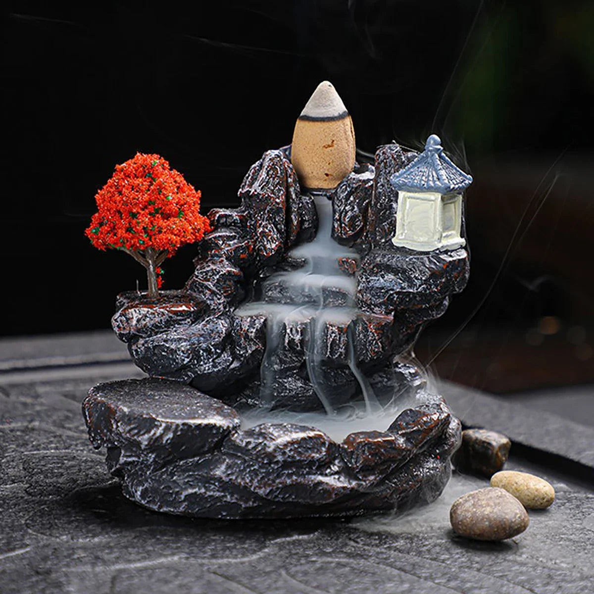 Porte-encens à refoulement, brûleur d'encens en cascade, décoration d'intérieur, ornement d'aromathérapie, cônes d'encens avec cônes d'encens à refoulement 