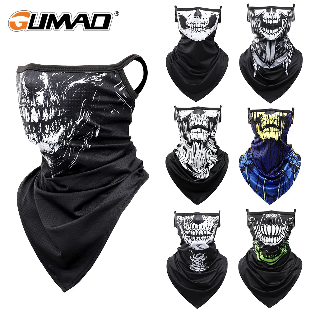 3D Skull Summer Hanging Ear Triangle Scarf