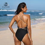 Load image into Gallery viewer, Black Cross Back Plunge Monokini - BestShop
