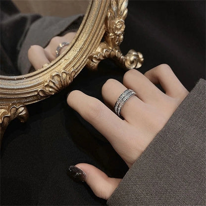Luxury Double Rowed Square Zircon Ring