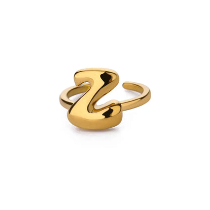Gold Color Cute Bubble Letters Rings