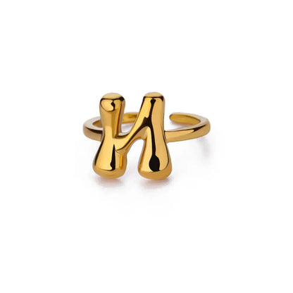 Gold Color Cute Bubble Letters Rings