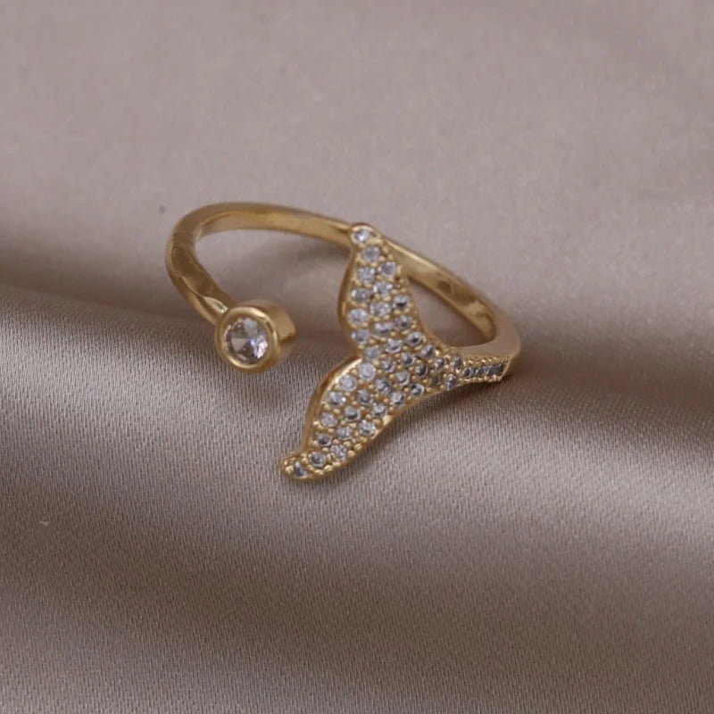 14K Gold Plated Double Love Crystal Ring