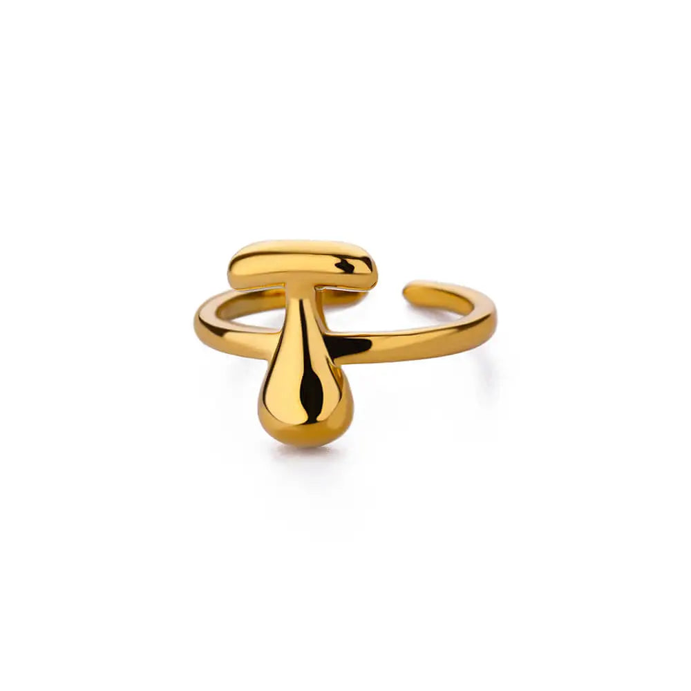 Gold Color Cute Bubble Letters Rings