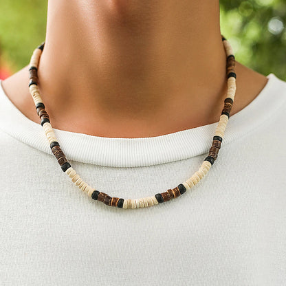 Summer Beach Wooden Beaded Surfer Necklace