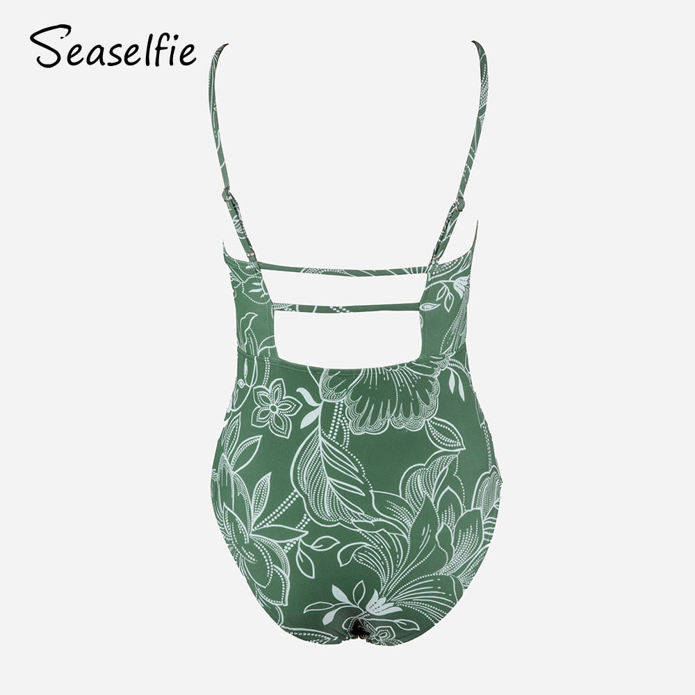 Tropical Strappy Backless Monokini Swimsuit - BestShop