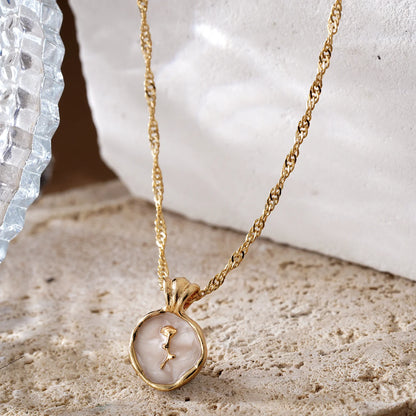 French Retro Gold Color Rose Necklace