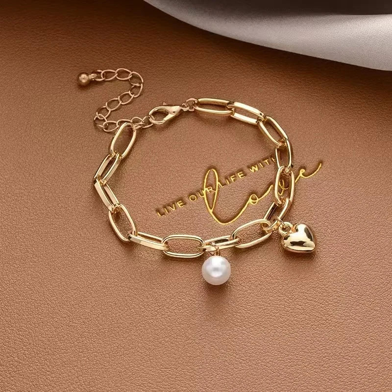 Vintage Style Pearl Love Bracelet