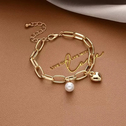Vintage Style Pearl Love Bracelet