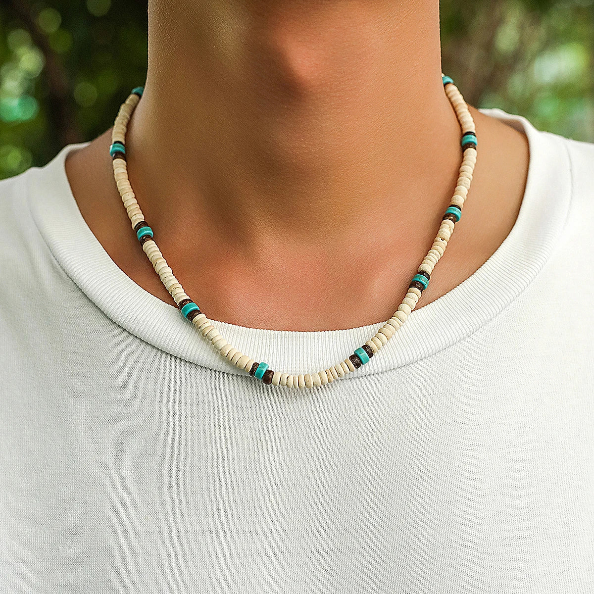 Summer Beach Wooden Beaded Surfer Necklace