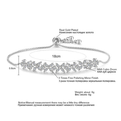 Classic Shiny Clear Zircon Flowers Adjustable Bracelets