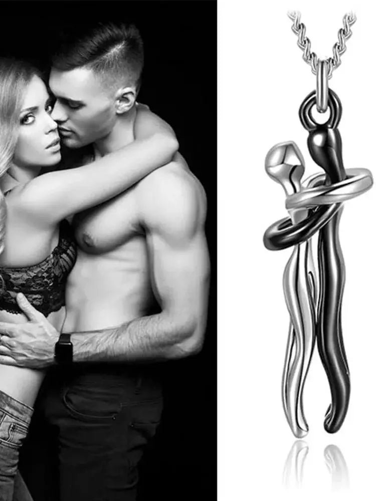 Chic Black Hug Pendant Necklace