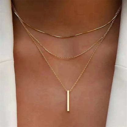 Vintage Layered Metal Bar Necklace