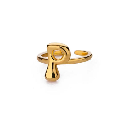 Gold Color Cute Bubble Letters Rings