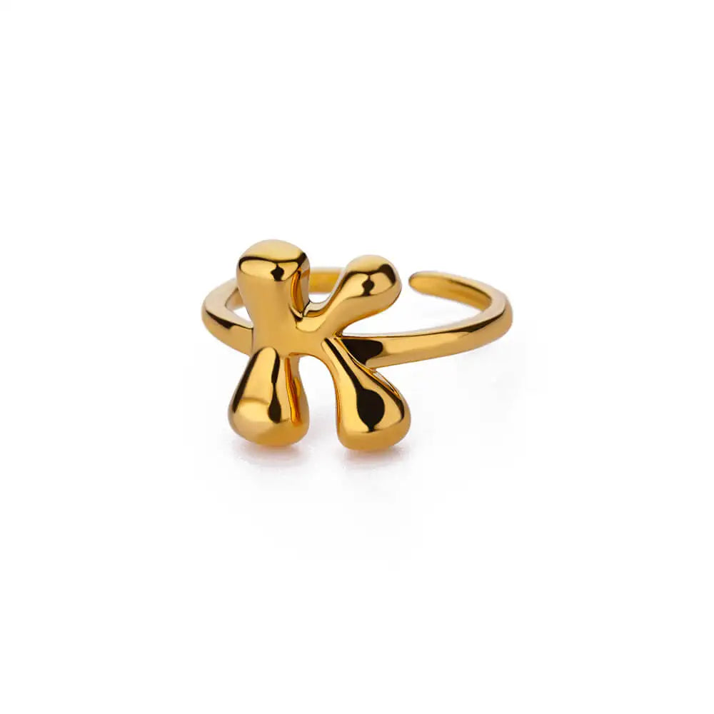 Gold Color Cute Bubble Letters Rings