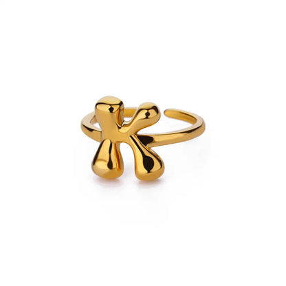 Gold Color Cute Bubble Letters Rings