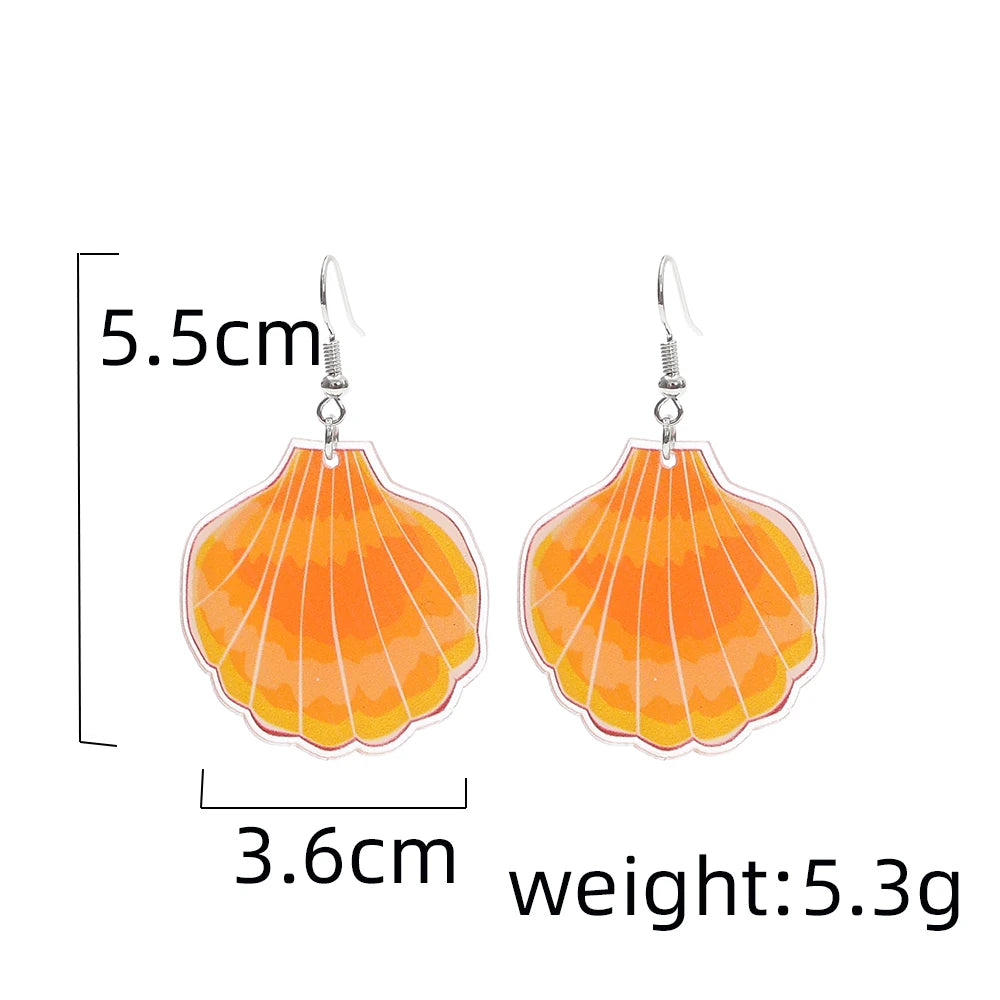 Geometric Round Blue Waves Acrylic Earrings