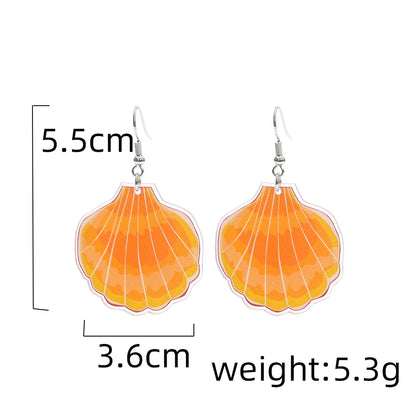 Geometric Round Blue Waves Acrylic Earrings