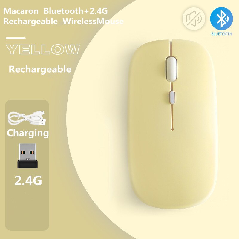 Macaron Rechargeable Wireless Bluetooth Mouse 2.4G USB - BestShop
