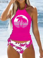 Load image into Gallery viewer, Coconut Drawstring Halter Tankini Set - BestShop
