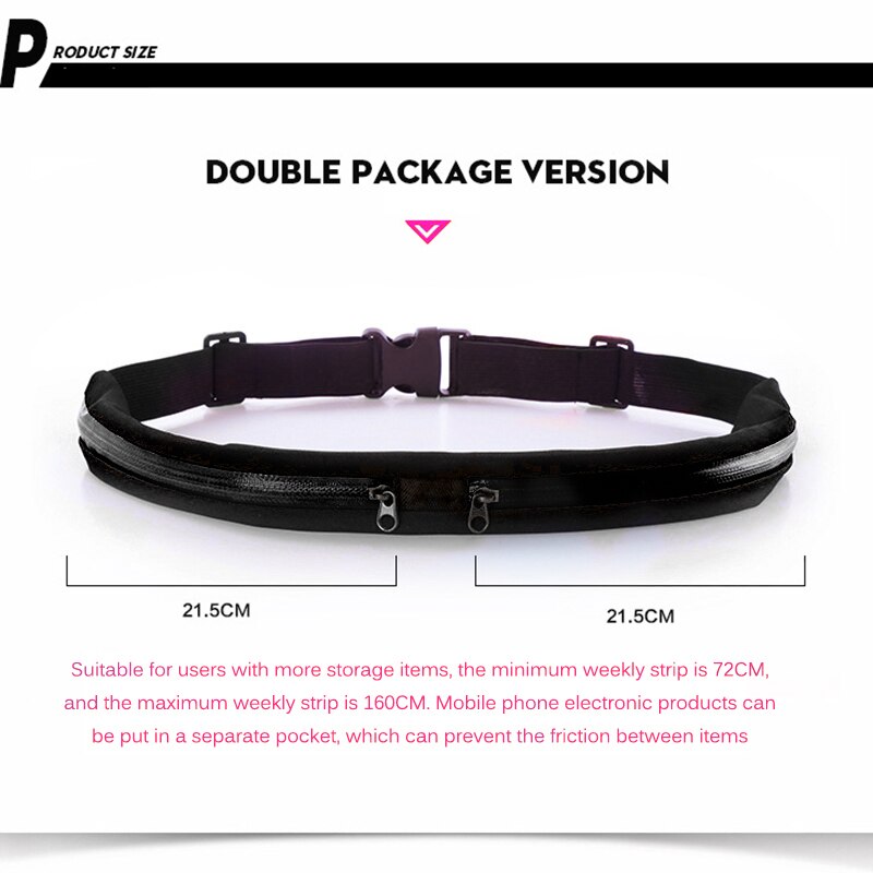 Waist Pack Double Pocket Waterproof Phone Belt - BestShop