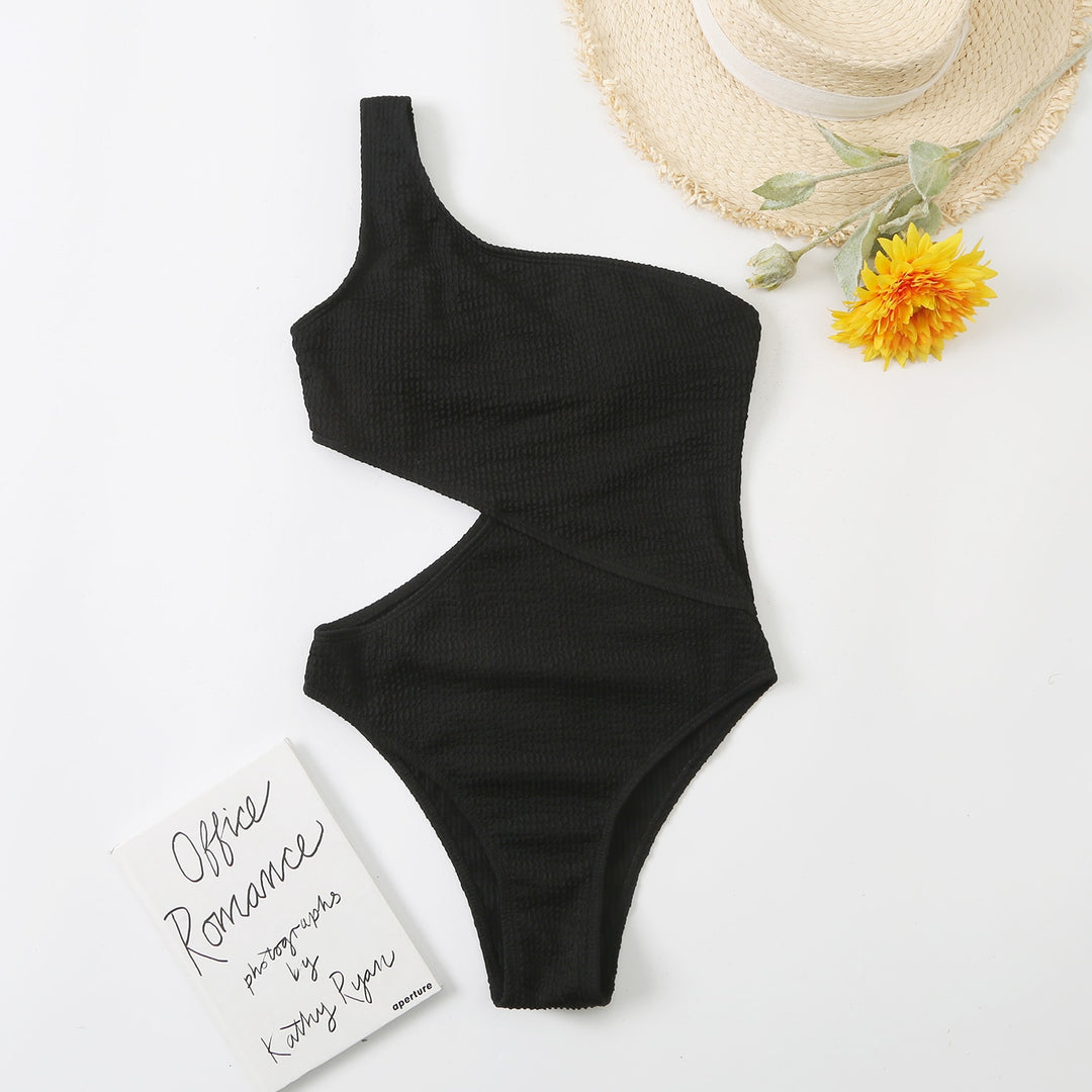 One Shoulder Ribbed Monokini Swimsuit - BestShop