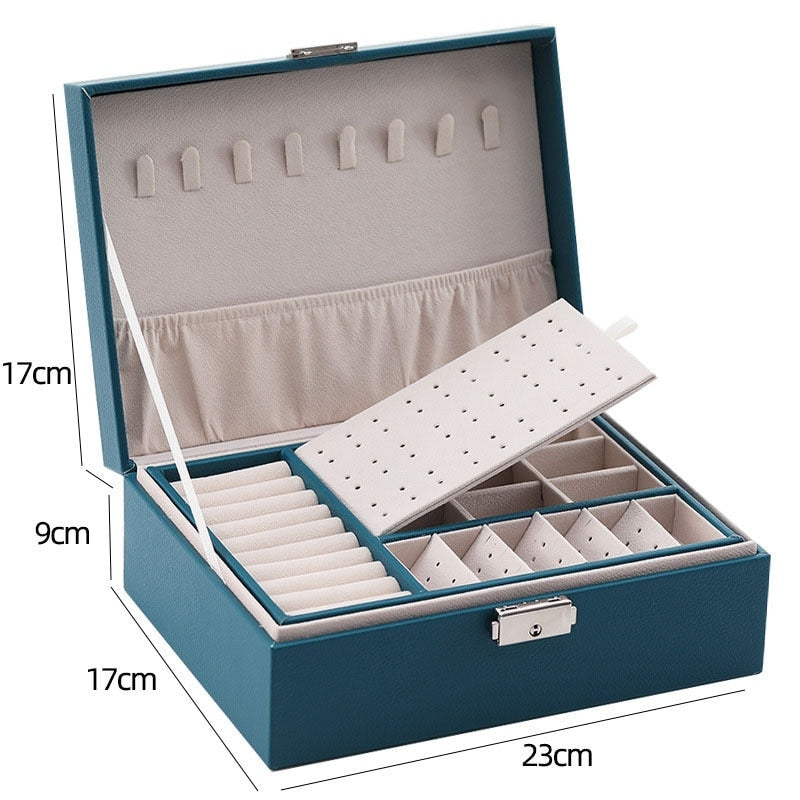 Double Layer Large Capacity Leather Jewelry Box - BestShop