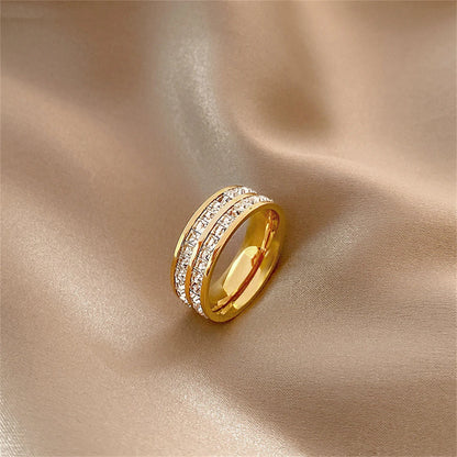 Luxury Double Rowed Square Zircon Ring