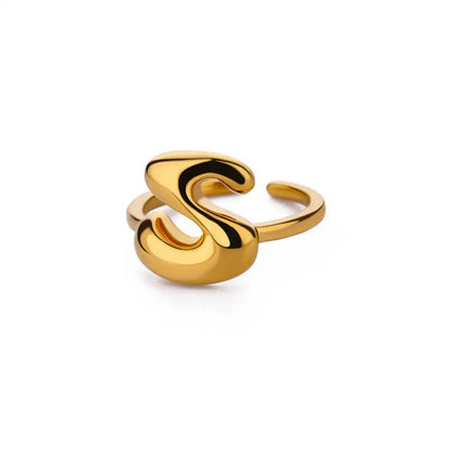 Gold Color Cute Bubble Letters Rings