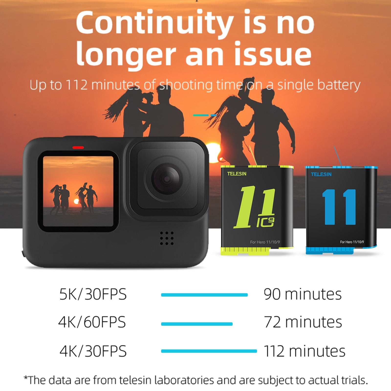 TELESIN Battery For GoPro Hero 10 11 1750 mAh - BestShop