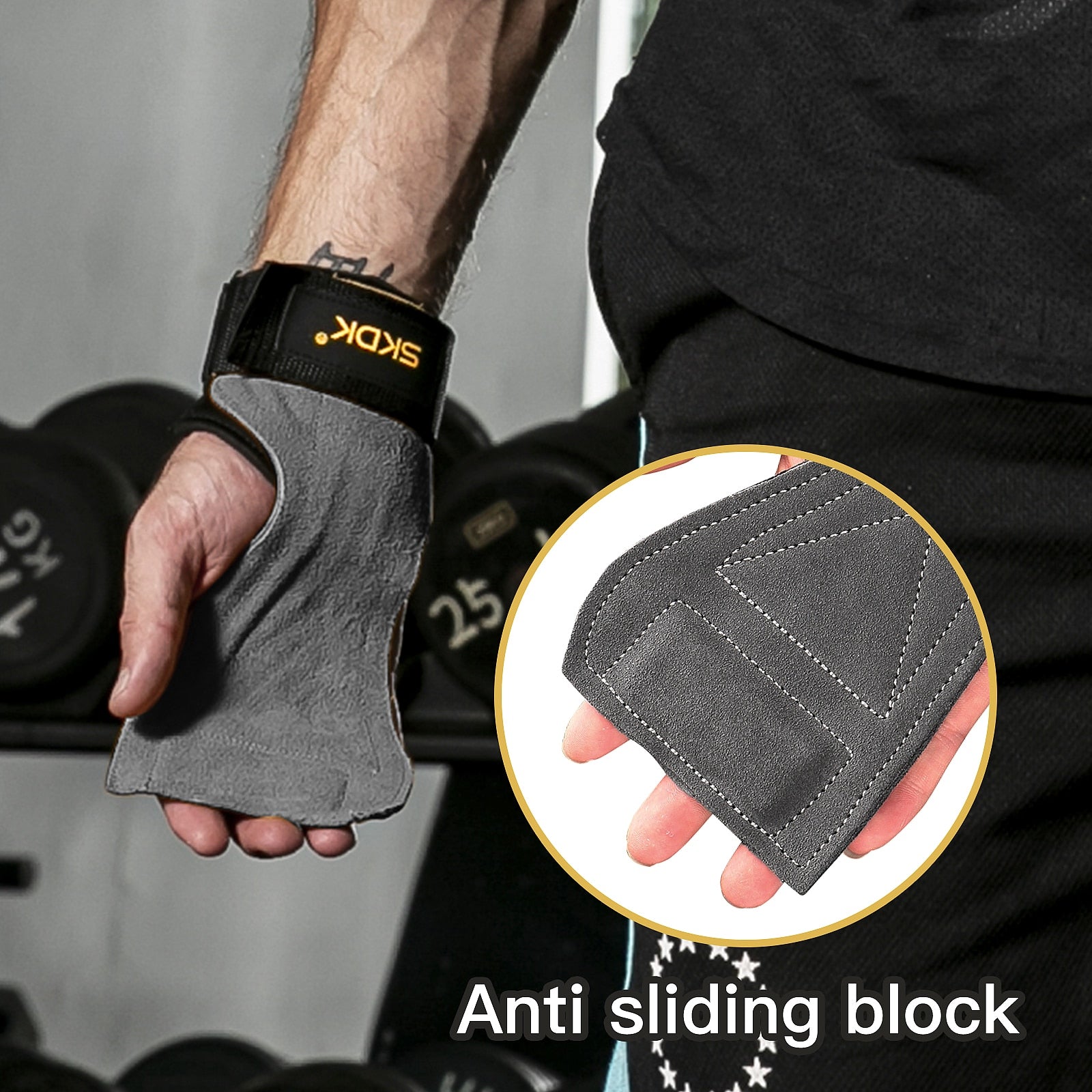 SKDK Gym Grips Palm Guards Cowhide Palm Protector - BestShop