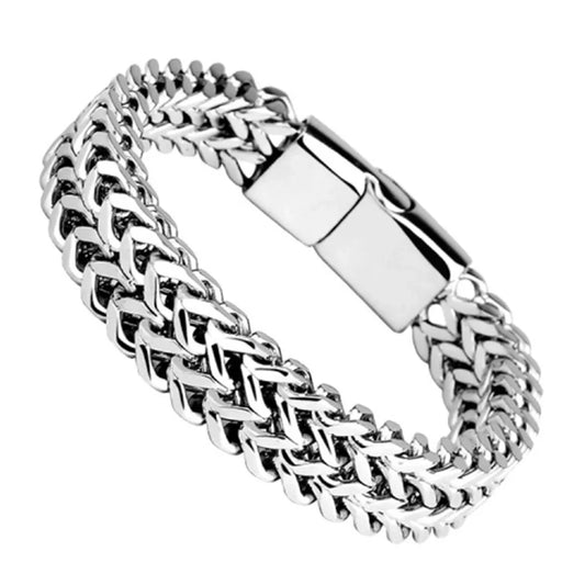 Stainless Steel Braided Double Row Bracelet