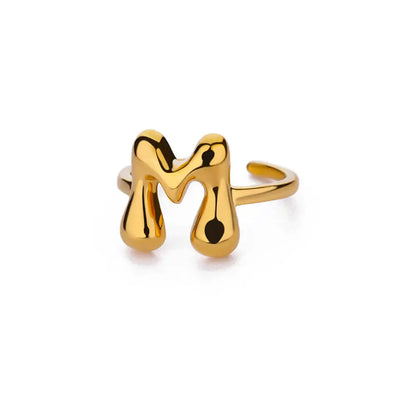 Gold Color Cute Bubble Letters Rings