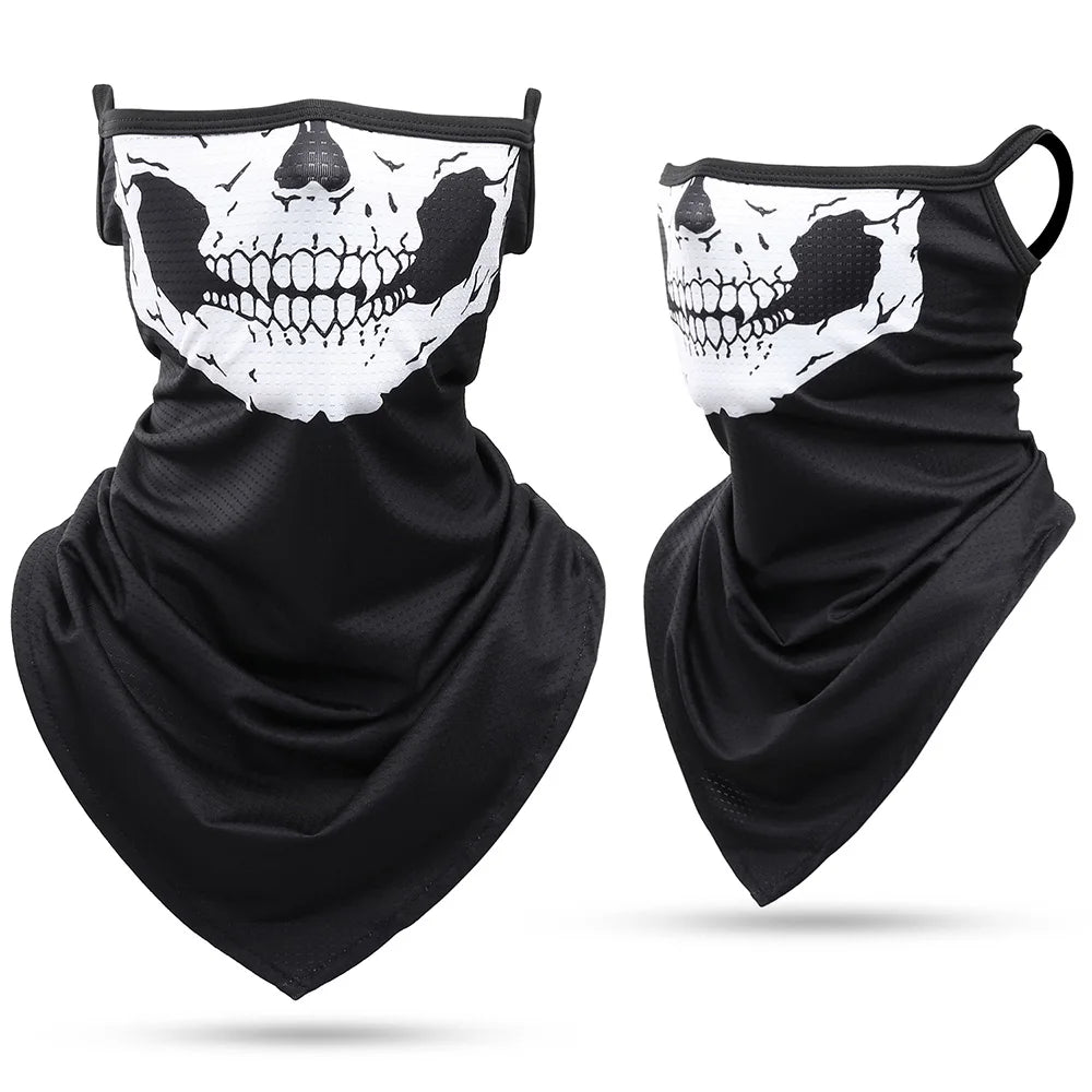 3D Skull Summer Hanging Ear Triangle Scarf