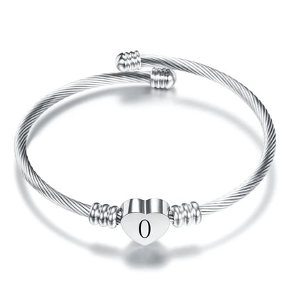 Initial Letter Stainless Steel Cuff Bracelet