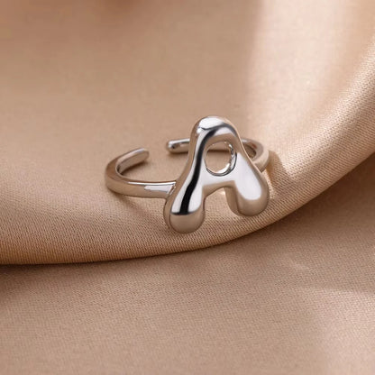 Gold Color Cute Bubble Letters Rings