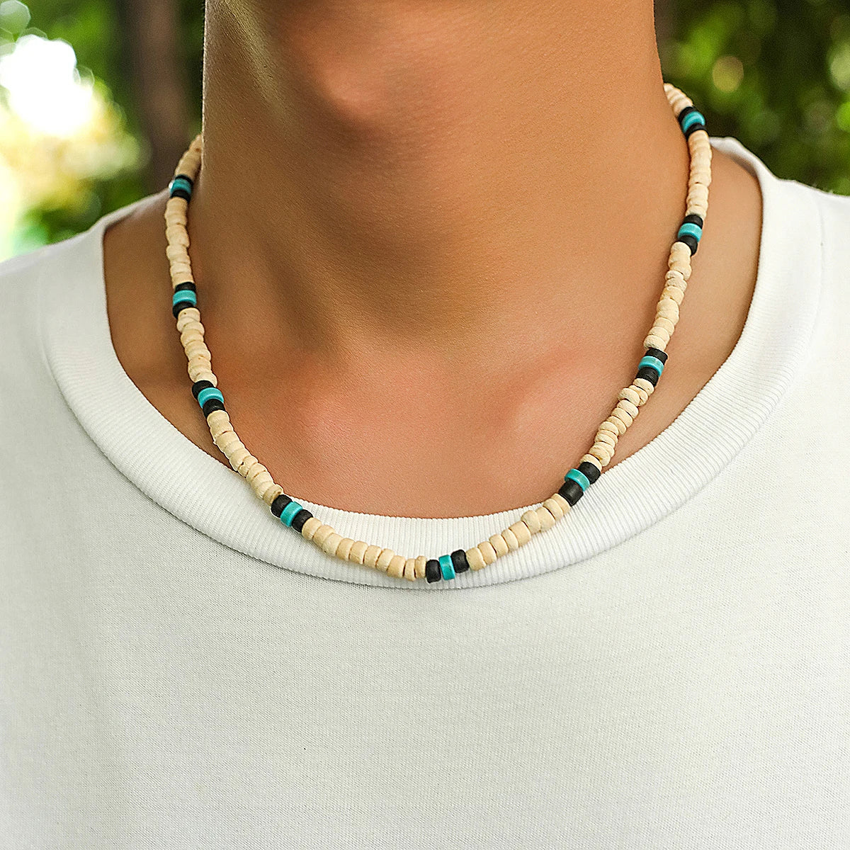 Summer Beach Wooden Beaded Surfer Necklace