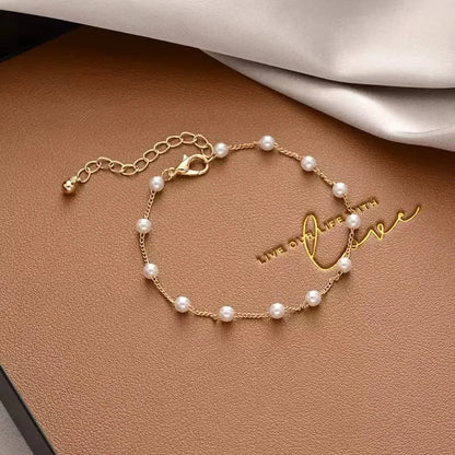 Vintage Style Pearl Love Bracelet