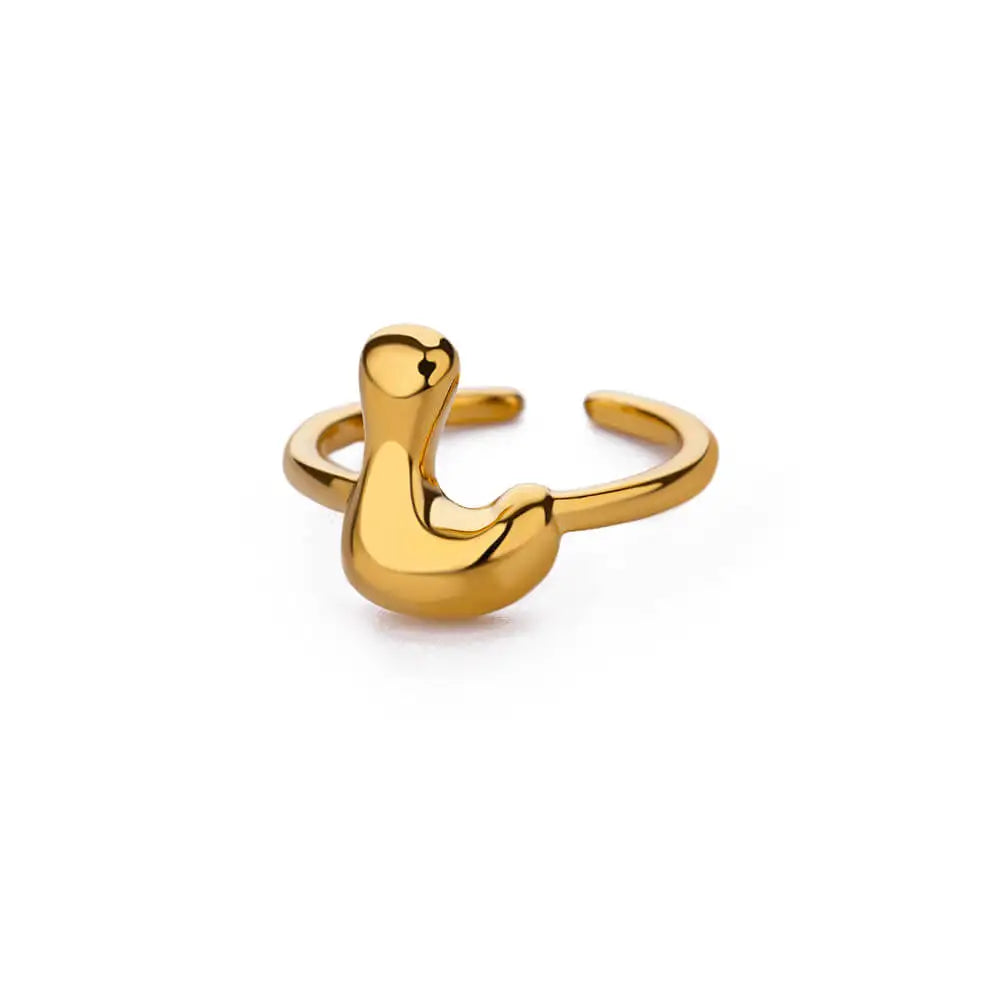 Gold Color Cute Bubble Letters Rings